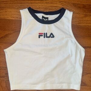 FILA White Tank with Navy Trim and Red Accent Logo